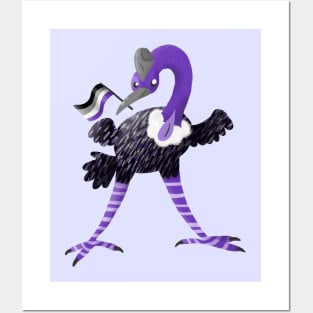 Asexual Pride Purple Cassowary Bird Posters and Art